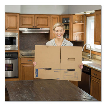 Bankers Box® Smoothmove Maximum Strength Moving Boxes, Medium, Half Slotted Container (hsc), 18.5" X 12.25" X 12", Brown Kraft-blue, 8-pk freeshipping - TVN Wholesale